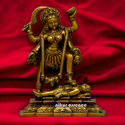 Pure Brass Kali Mata idol - 7.5 inches