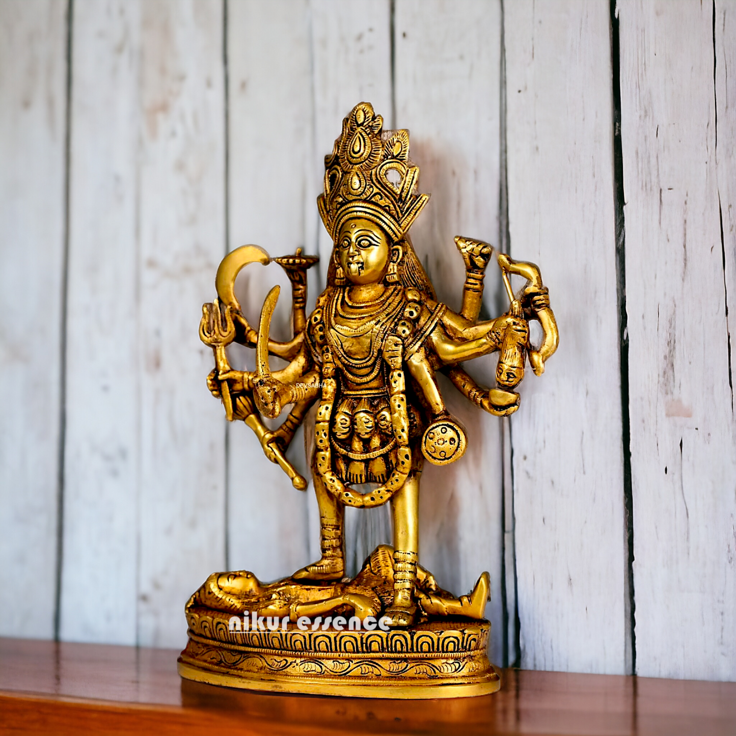 Antique Brass Kali Maa idol - 8 inches