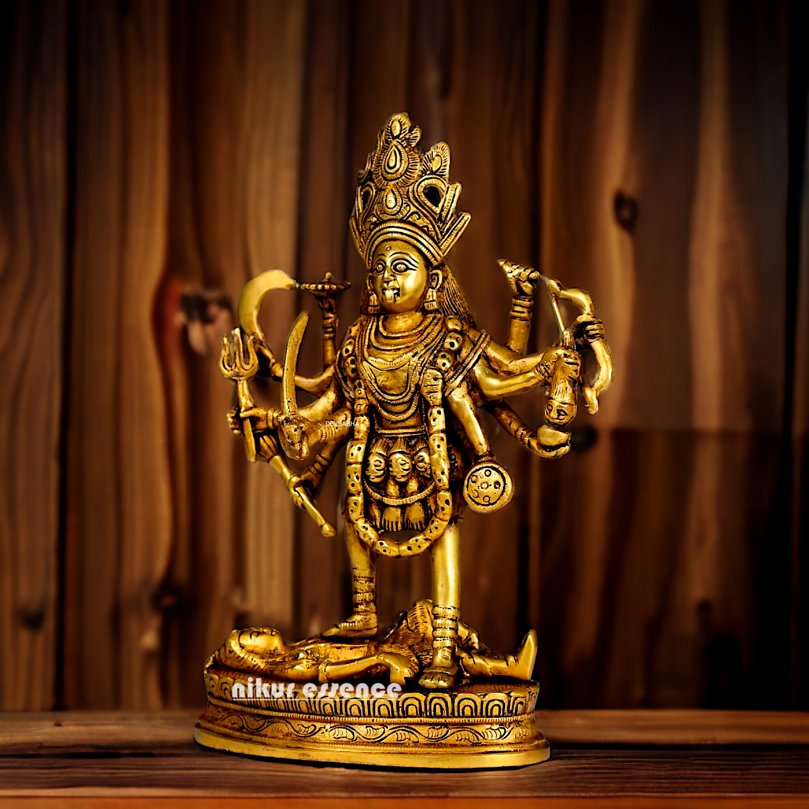 Antique Brass Kali Maa idol - 8 inches