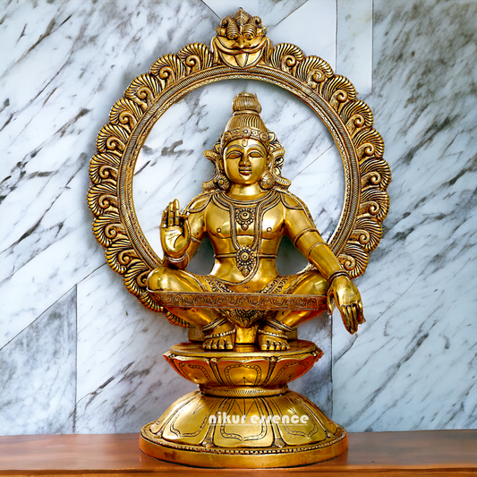 Pure Brass Ayyappa Swamy Sitting idol - 30 inches