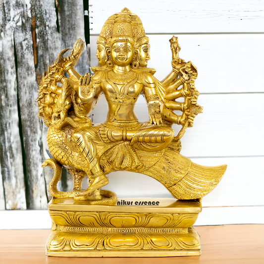 Large Murugan Swamy Kartikeya Sitting on Peacock Solid Brass idol- 16 inches