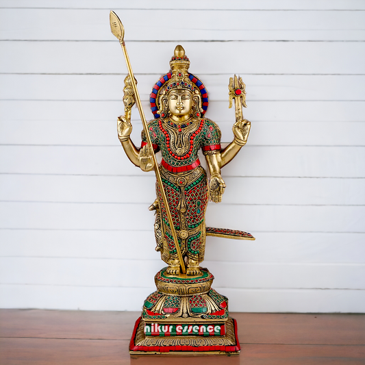 Lord Kartikeya Murugan Brass with Stone Work idol - 19 inches