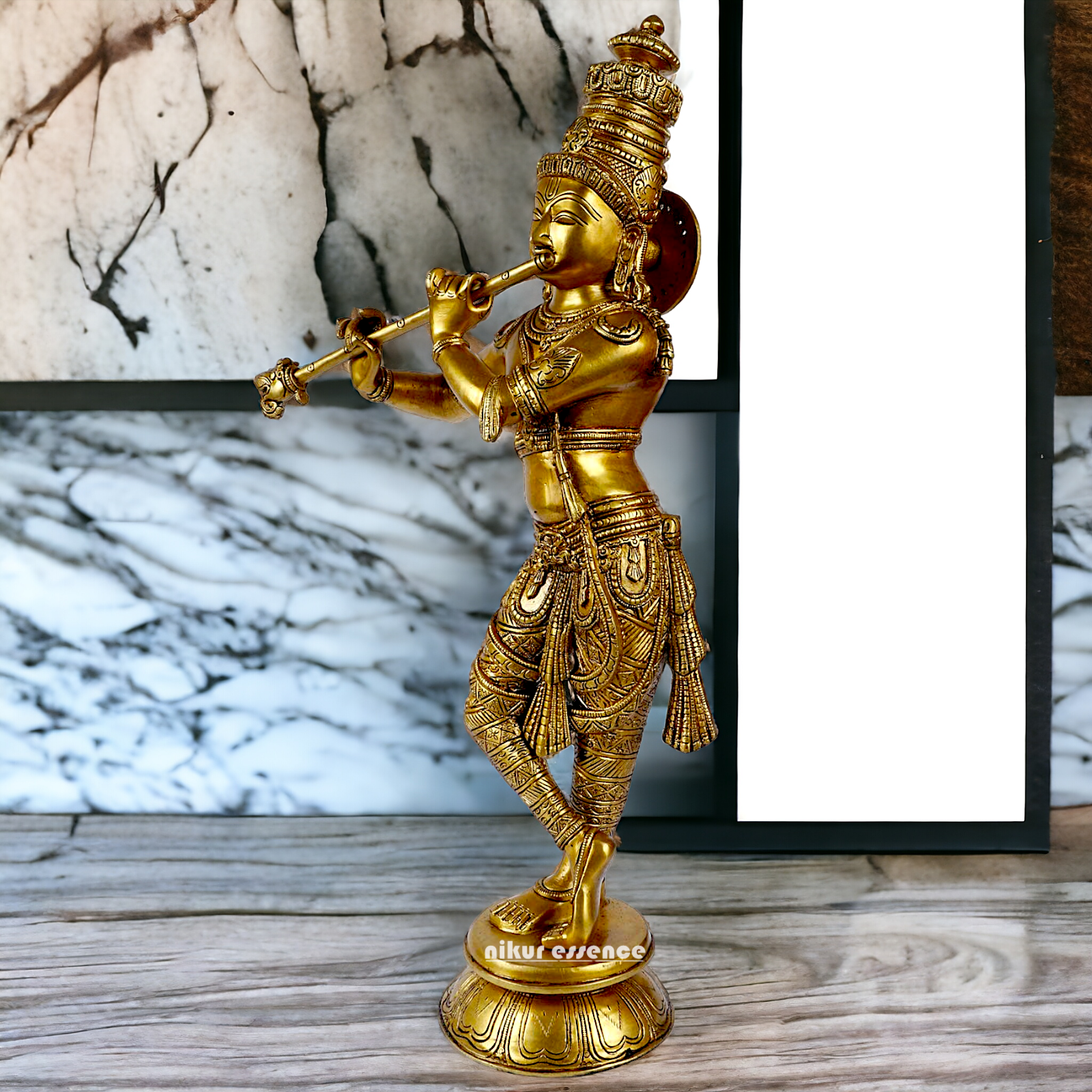 Pure Brass Krishna Solid Brass idol - 23 inches