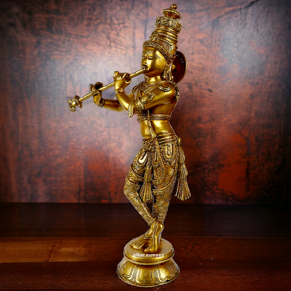 Pure Brass Krishna Solid Brass idol - 23 inches