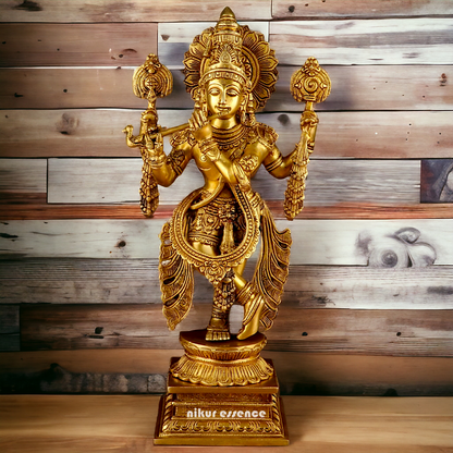 Solid Brass krishna God Standing idol - 20 Inch