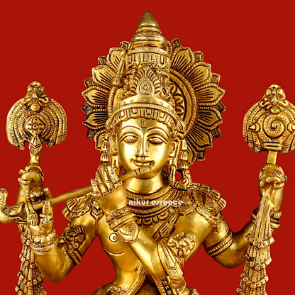 Solid Brass krishna God Standing idol - 20 Inch