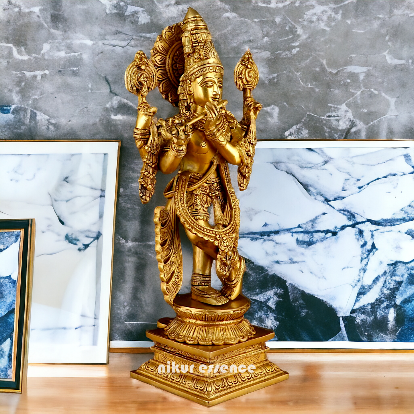 Solid Brass krishna God Standing idol - 20 Inch