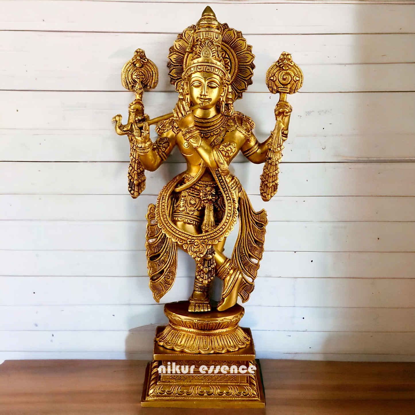 Solid Brass krishna God Standing idol - 20 Inch