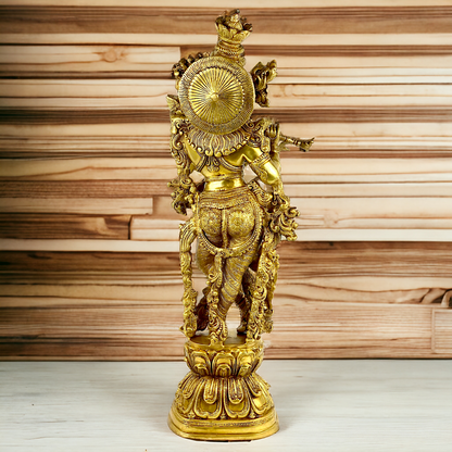 Lord Krishna Standing with Playing Flute idol - 29 inch