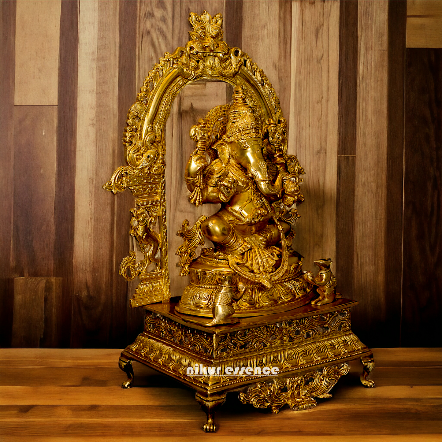 Pure Brass Ganesha Seated on singhasan statue - 27 Inches