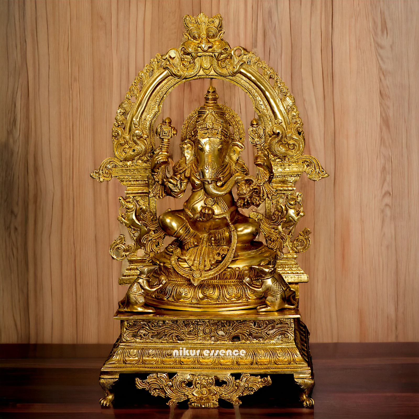 Pure Brass Ganesha Seated on singhasan statue - 27 Inches