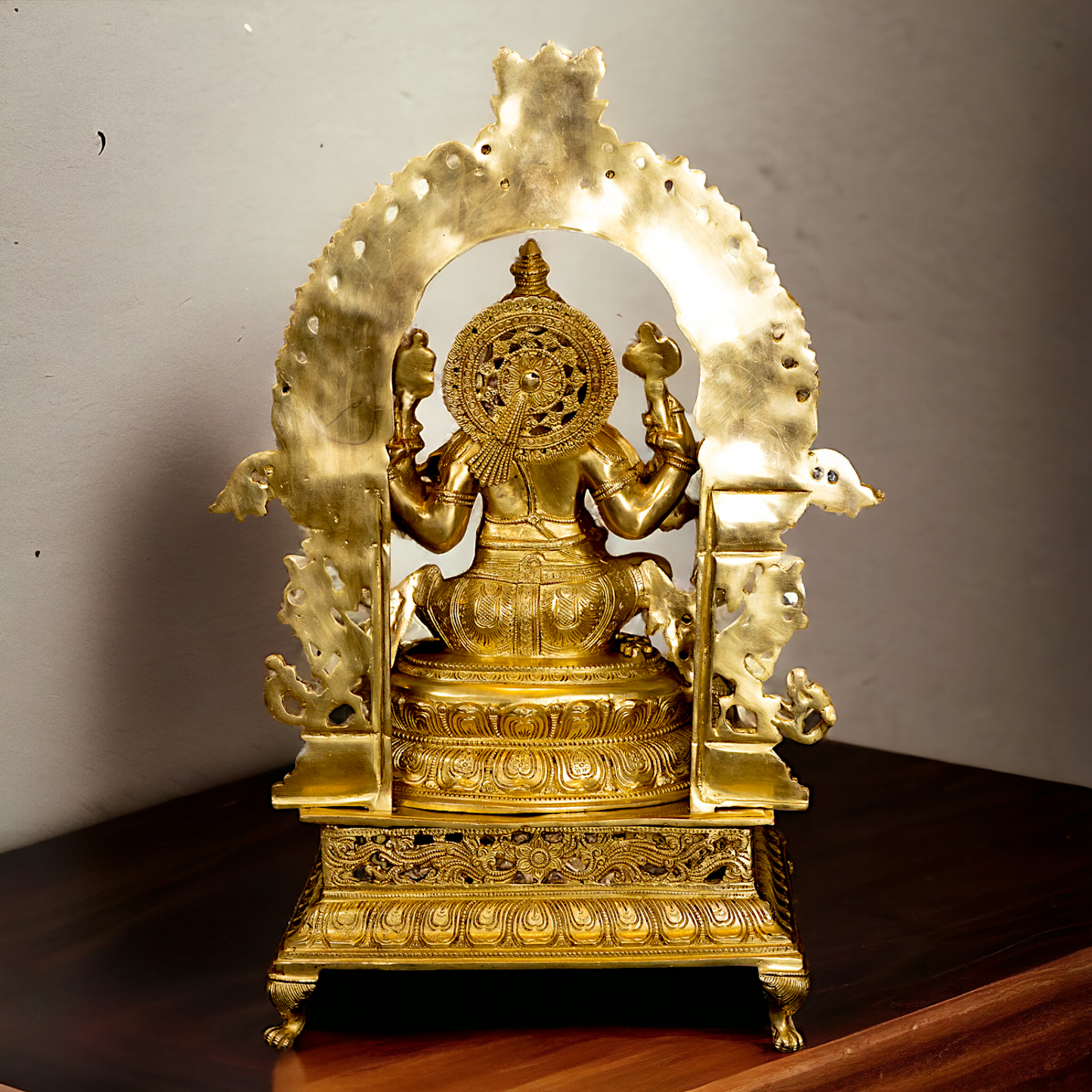 Pure Brass Ganesha Seated on singhasan statue - 27 Inches