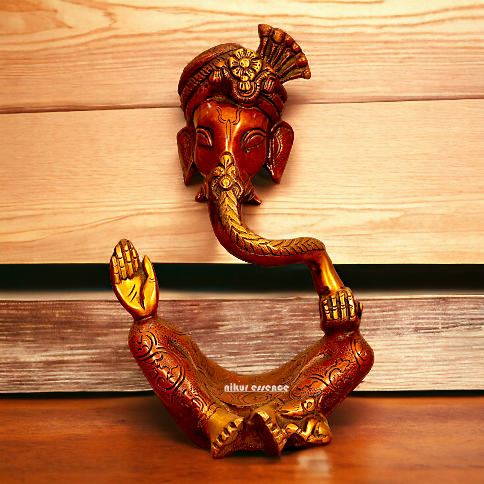 Shop Ganesha brass seated statue - 10.2 Inches