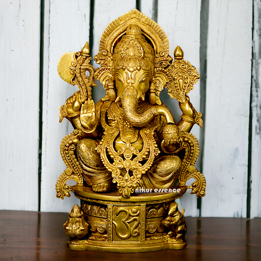 Lord Ganesha with Om solid Brass idol - 24 Inches