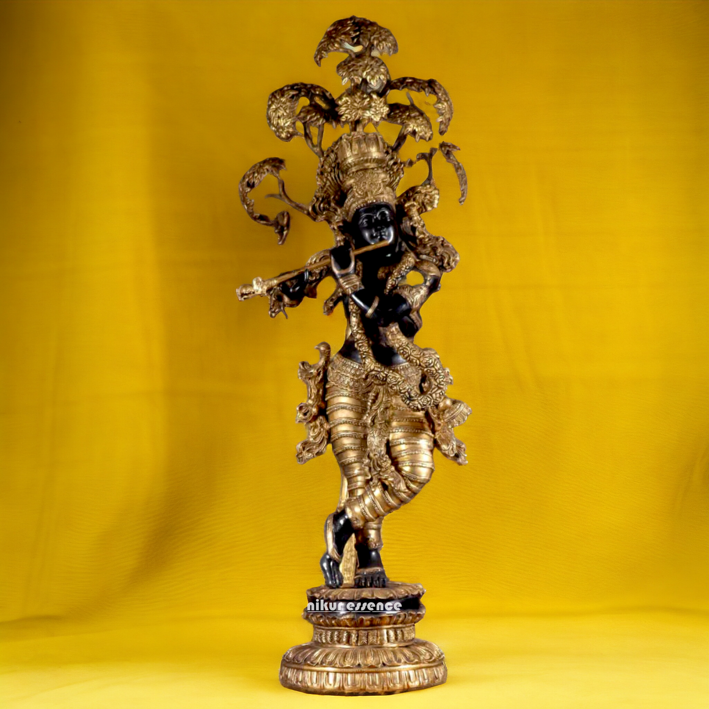 Large Krishna Brass with Tree Idol - 58 Inch