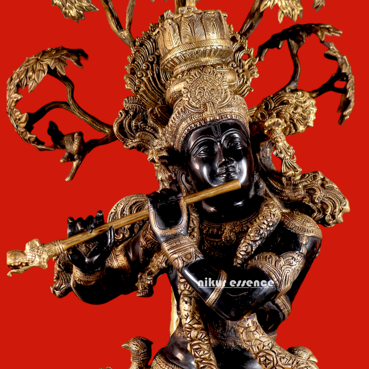 Large Krishna Brass with Tree Idol - 58 Inch