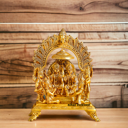 Lord Ram Darbar Parivar Sitting on Singhasan Solid Brass idol - 13 Inch