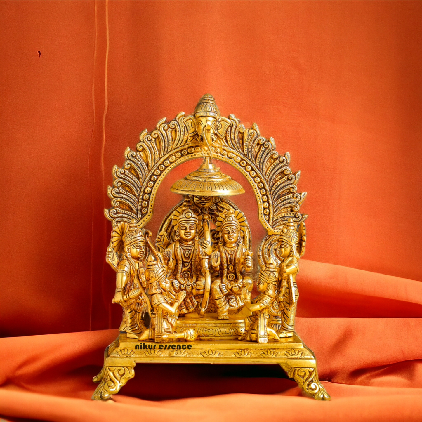 Lord Ram Darbar Parivar Sitting on Singhasan Solid Brass idol - 13 Inch