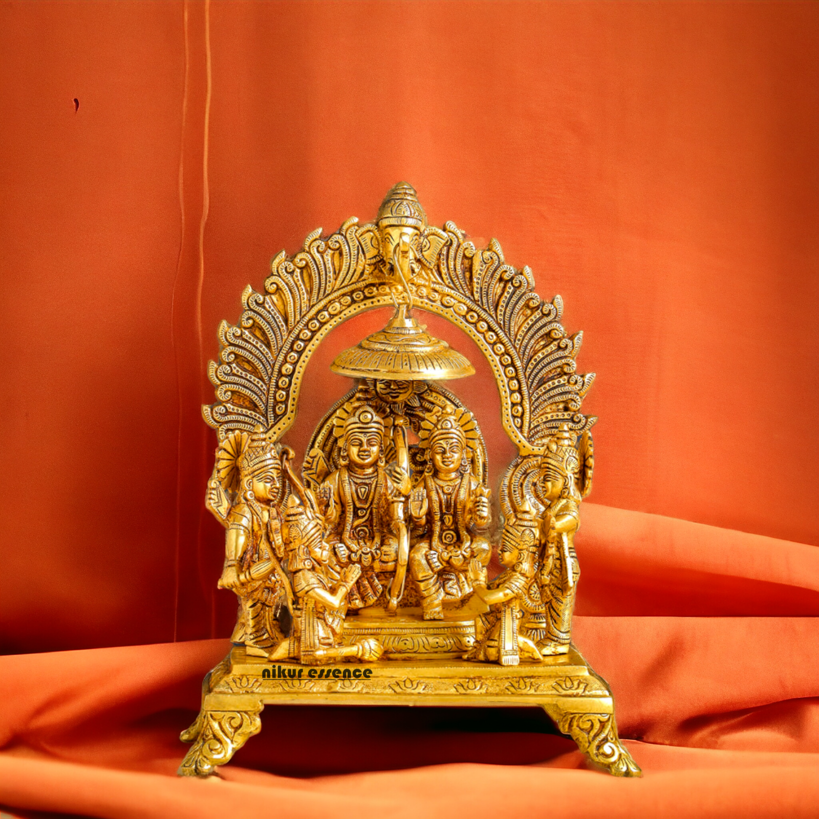 Lord Ram Darbar Parivar Sitting on Singhasan Solid Brass idol - 13 Inch