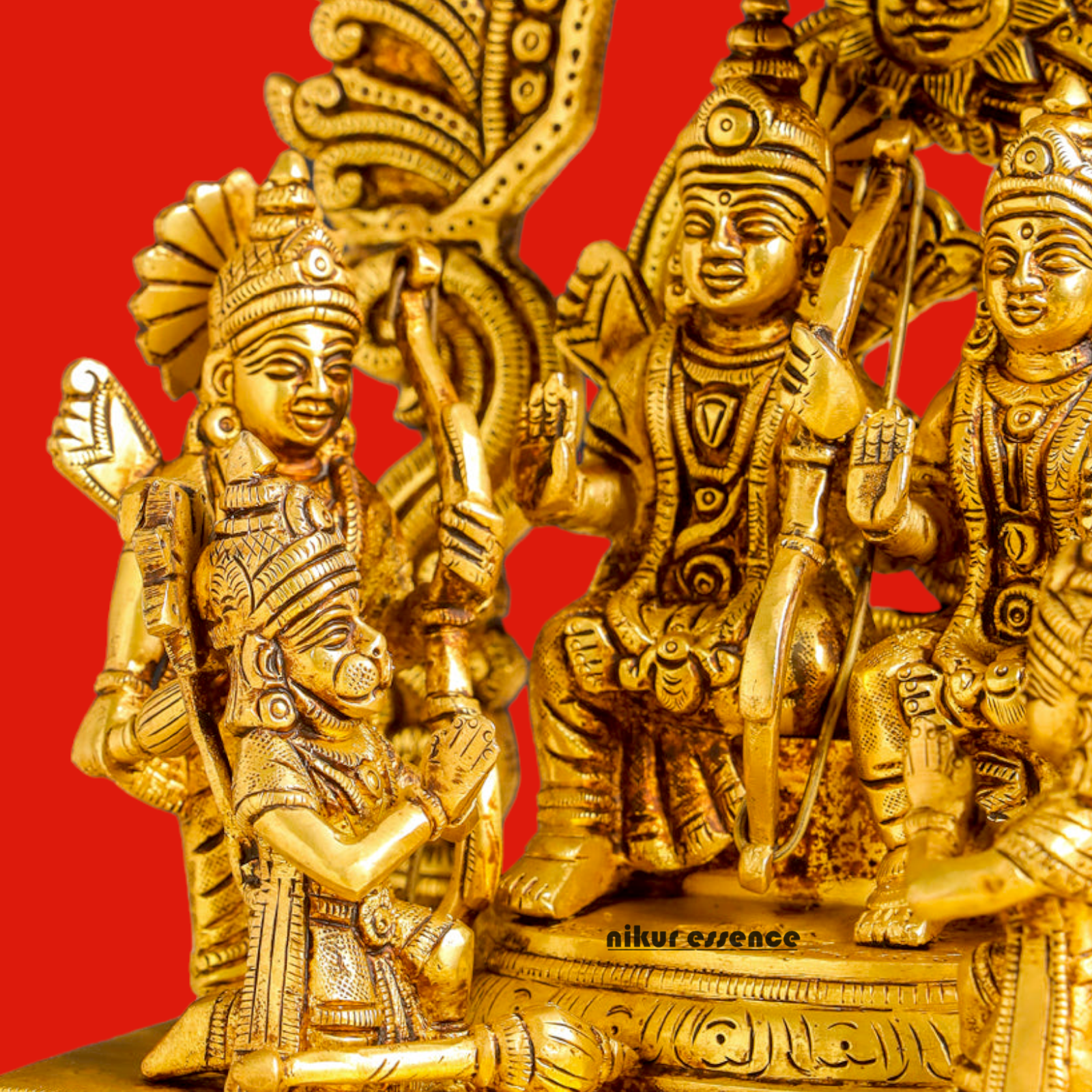 Lord Ram Darbar Parivar Sitting on Singhasan Solid Brass idol - 13 Inch