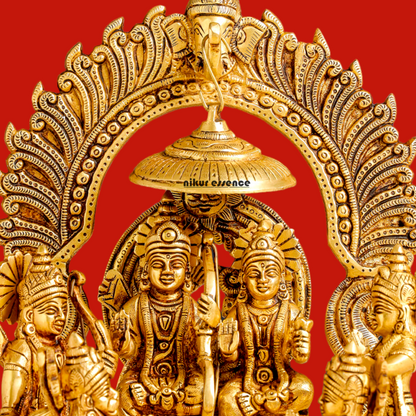 Lord Ram Darbar Parivar Sitting on Singhasan Solid Brass idol - 13 Inch