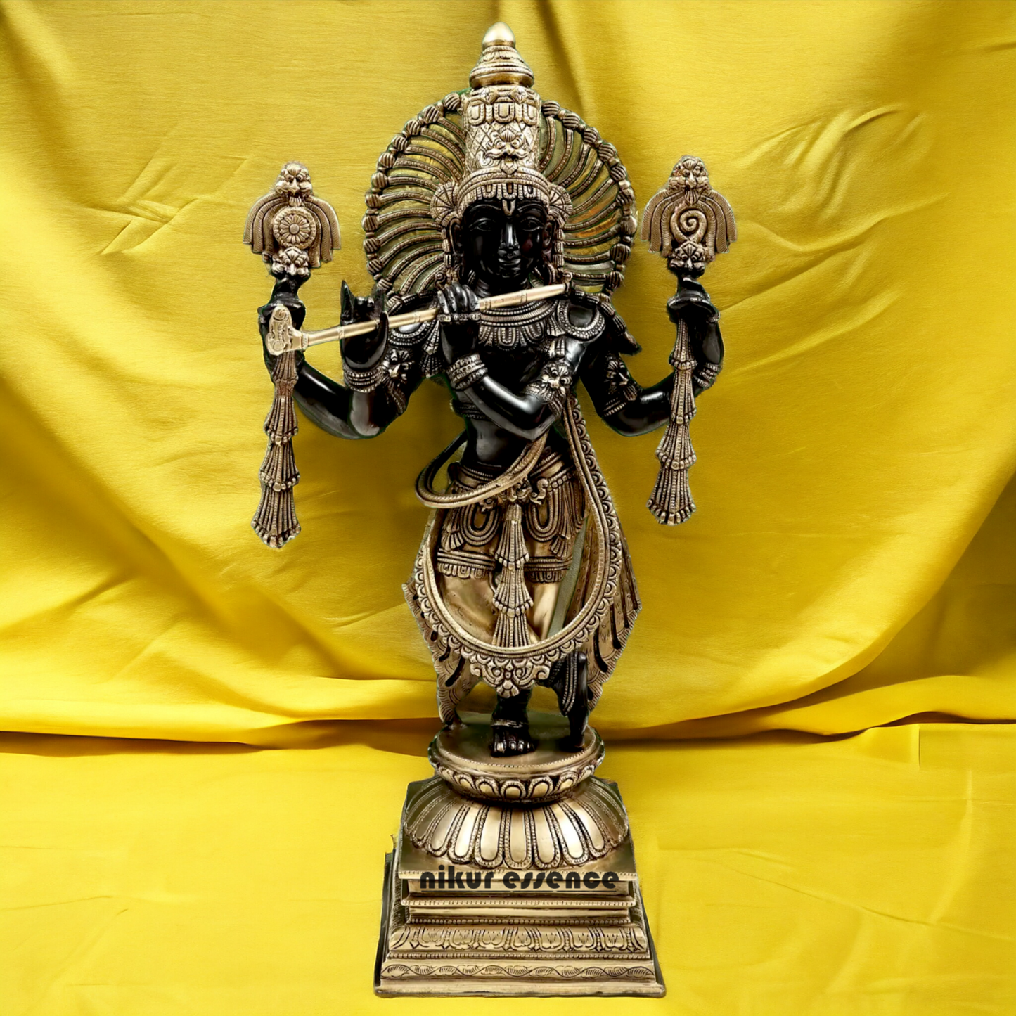 Big Black Krishna Brass idol - 24 Inch