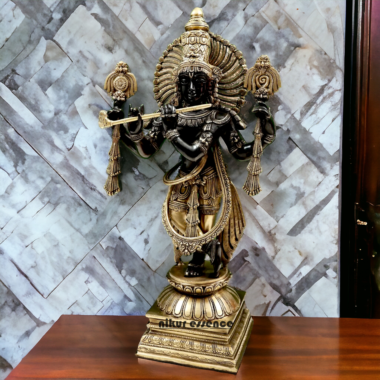 Big Black Krishna Brass idol - 24 Inch