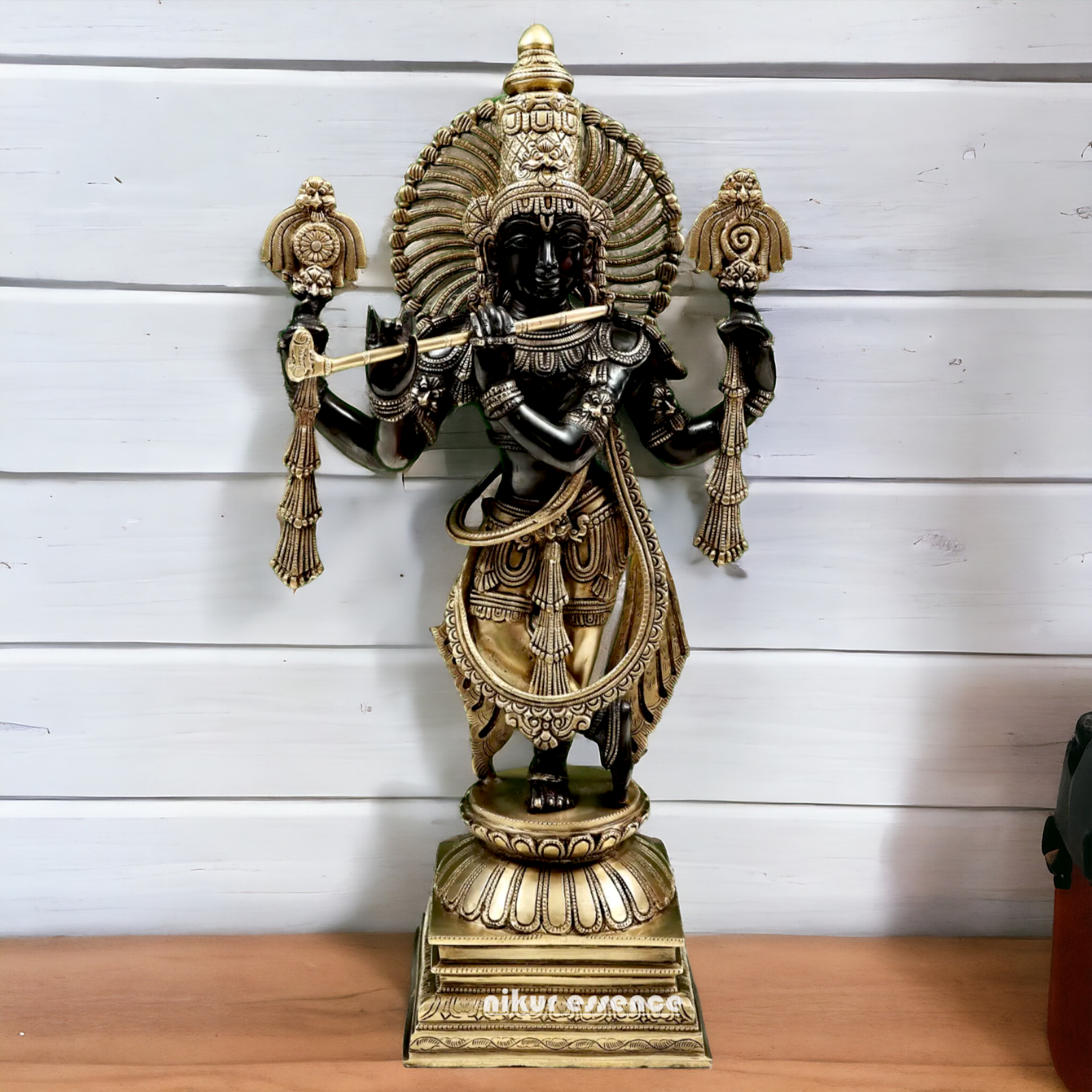 Big Black Krishna Brass idol - 24 Inch