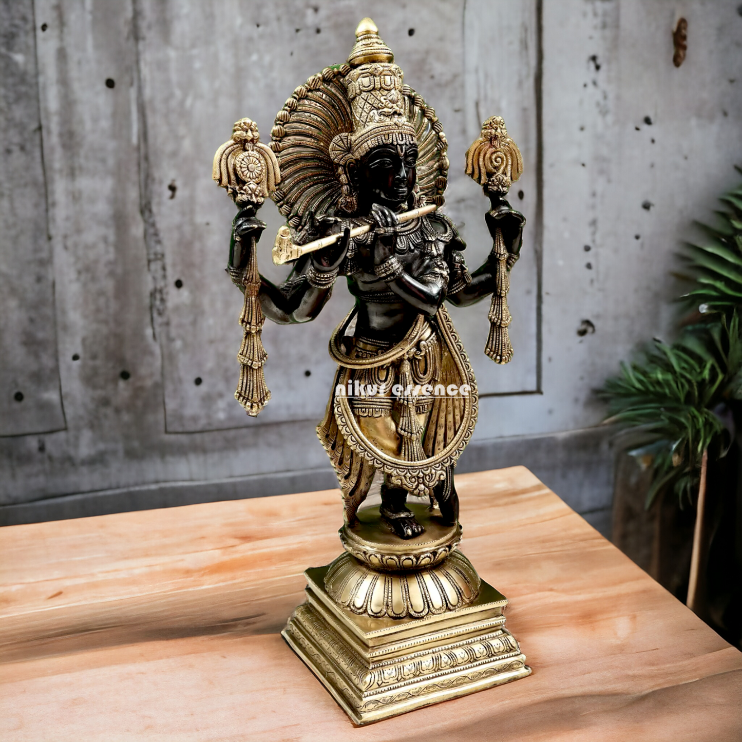 Big Black Krishna Brass idol - 24 Inch