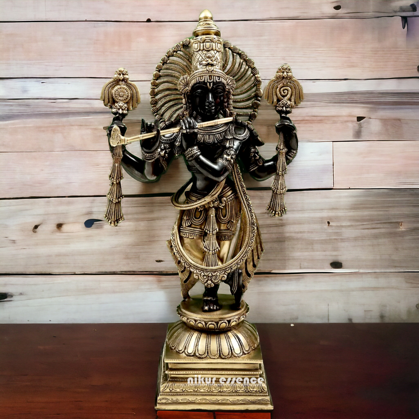 Big Black Krishna Brass idol - 24 Inch