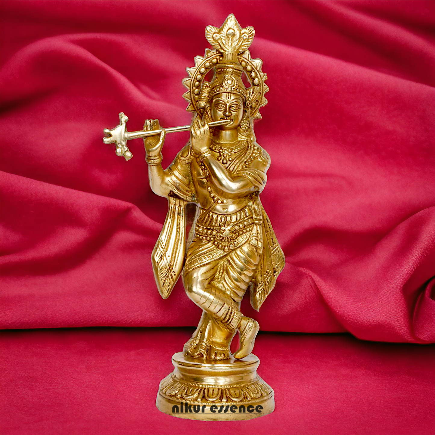 Solid Brass Krishna Playing Flute idol - 15 Inch