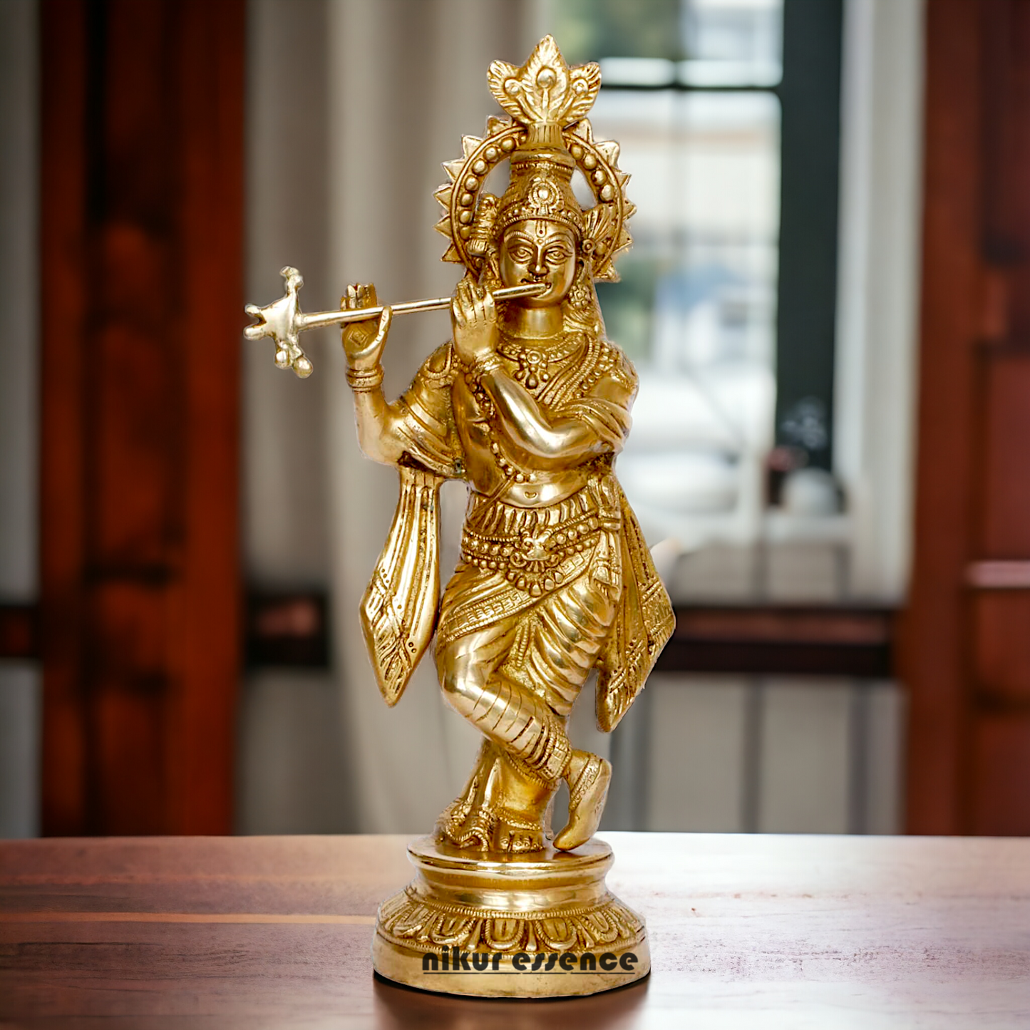 Solid Brass Krishna Playing Flute idol - 15 Inch