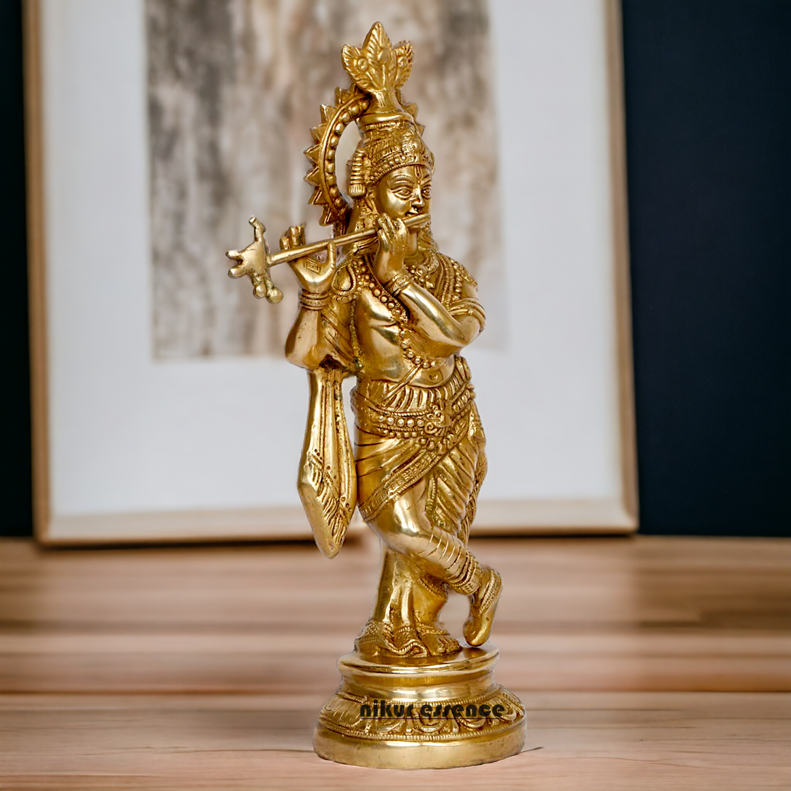 Solid Brass Krishna Playing Flute idol - 15 Inch