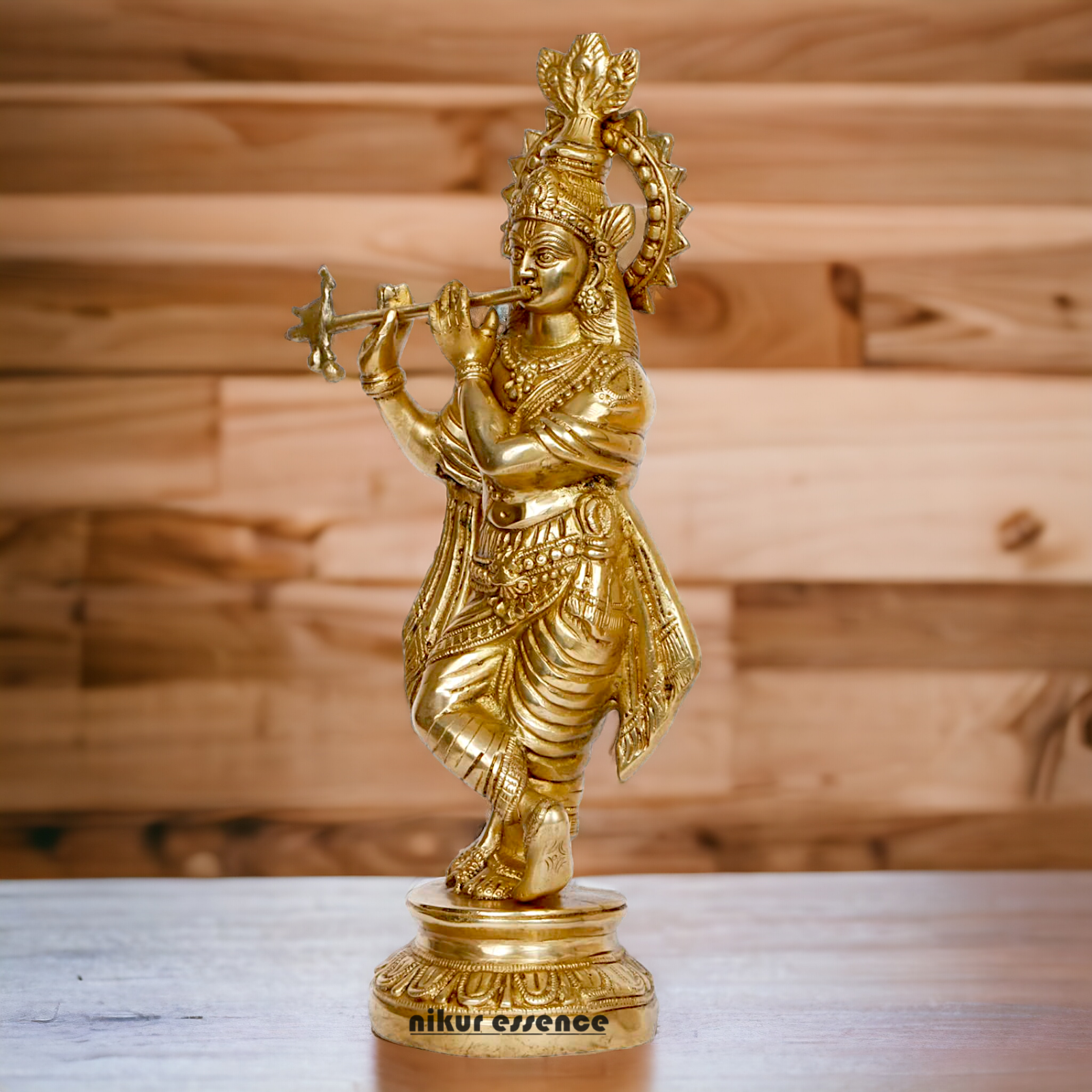 Solid Brass Krishna Playing Flute idol - 15 Inch