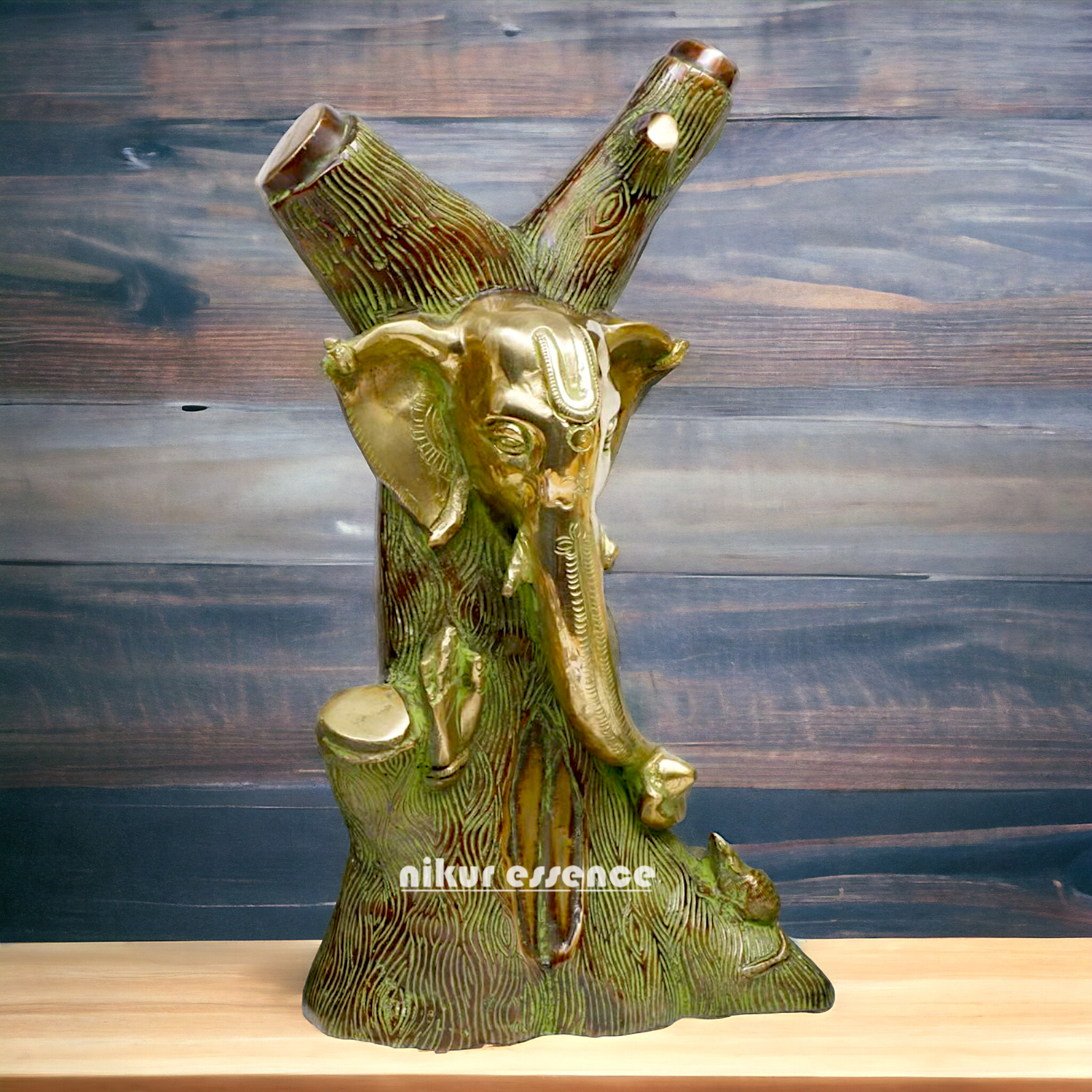 Buy Tree style Ganesha Brass idol - 12 Inch