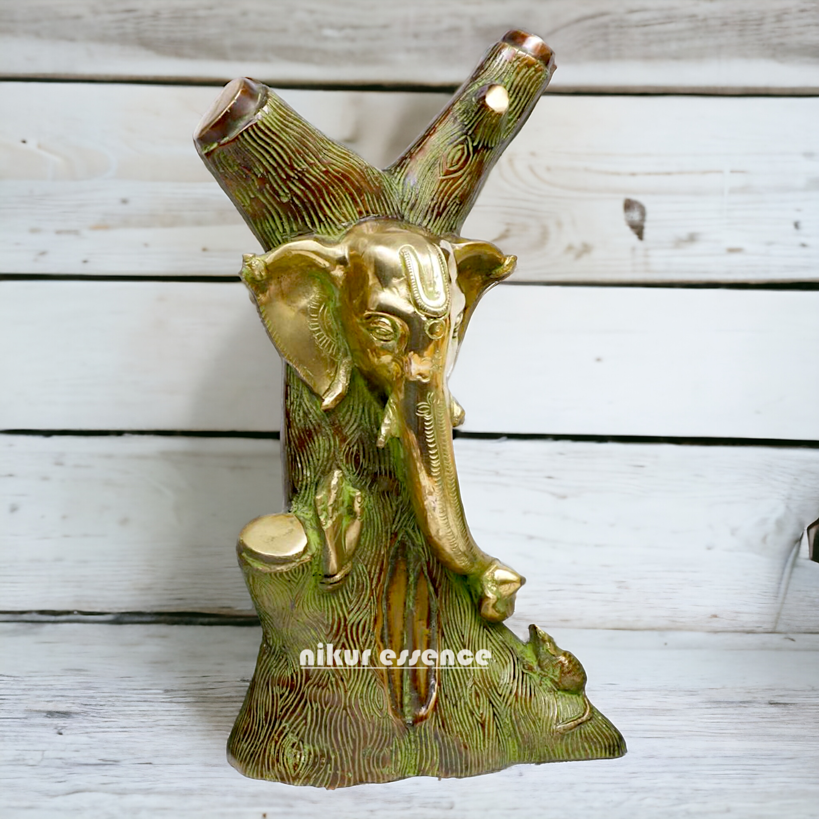 Buy Tree style Ganesha Brass idol - 12 Inch