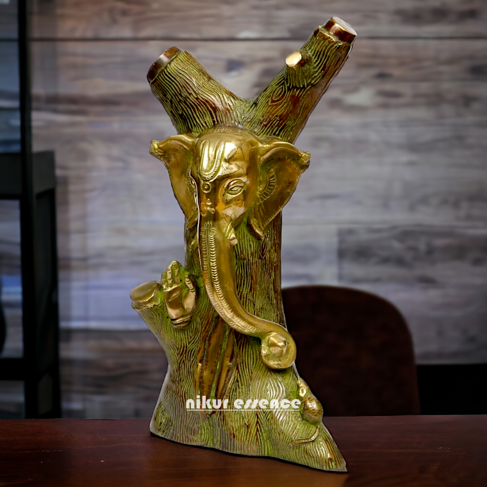 Buy Tree style Ganesha Brass idol - 12 Inch