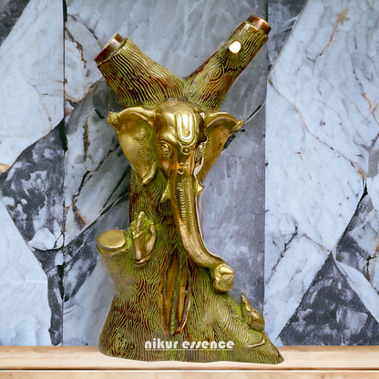 Buy Tree style Ganesha Brass idol - 12 Inch