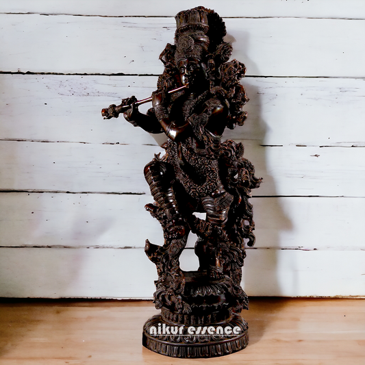 Large Krishna Standing Playing Flute Brass idol 43 Inch