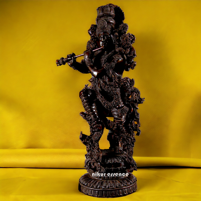 Large Krishna Standing Playing Flute Brass idol 43 Inch