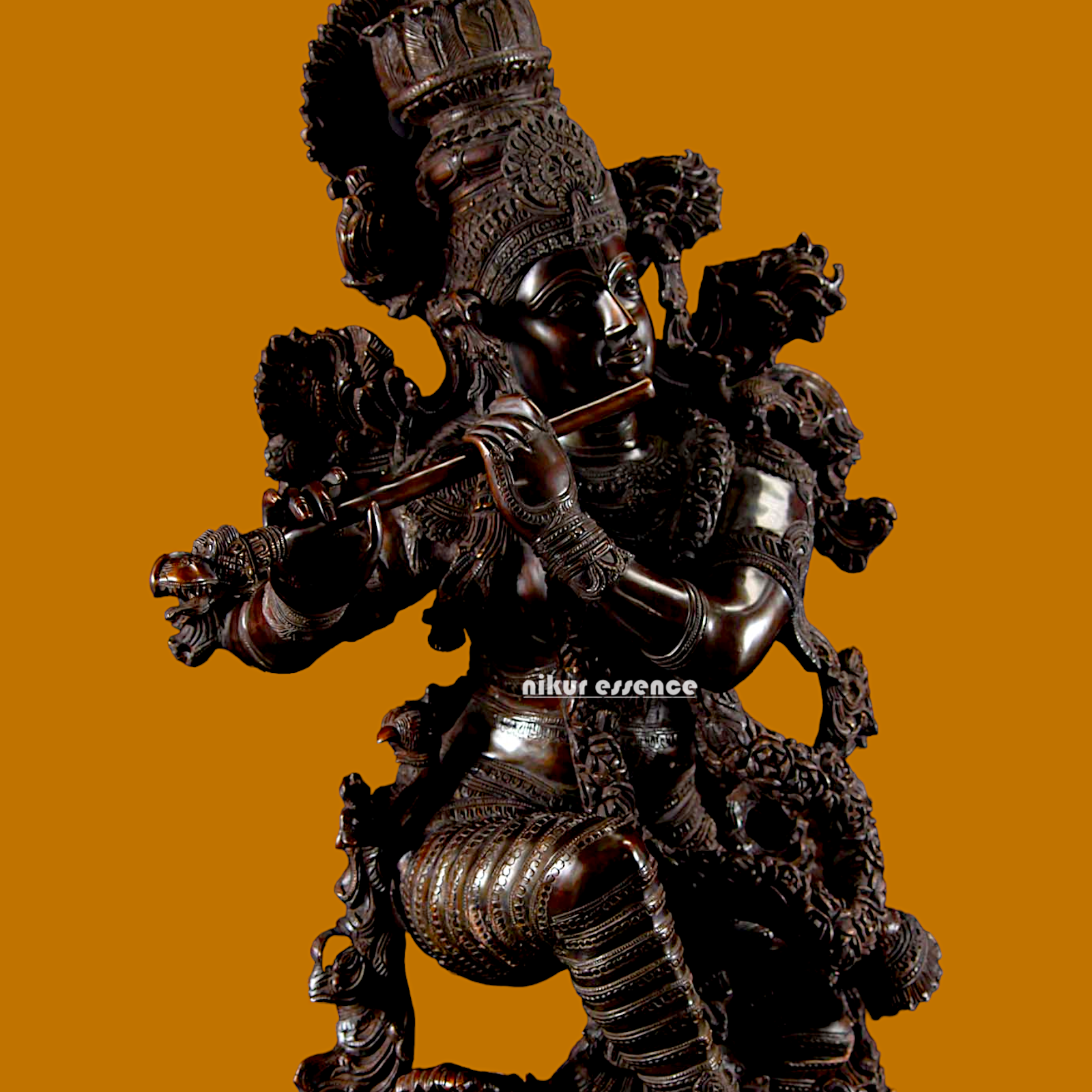 Large Krishna Standing Playing Flute Brass idol 43 Inch