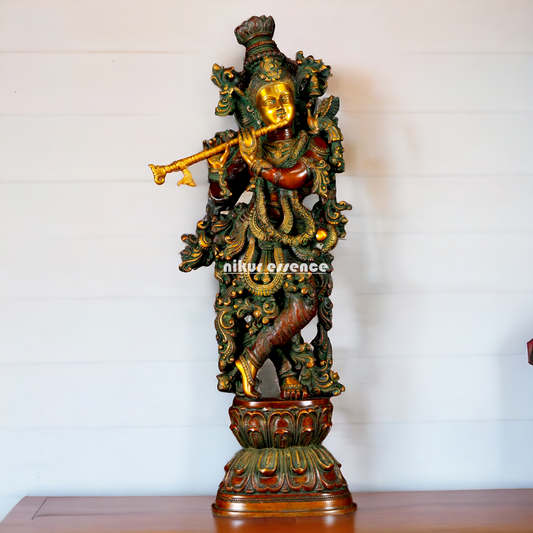 Big Krishna Govind Brass idol - 29.7 inches