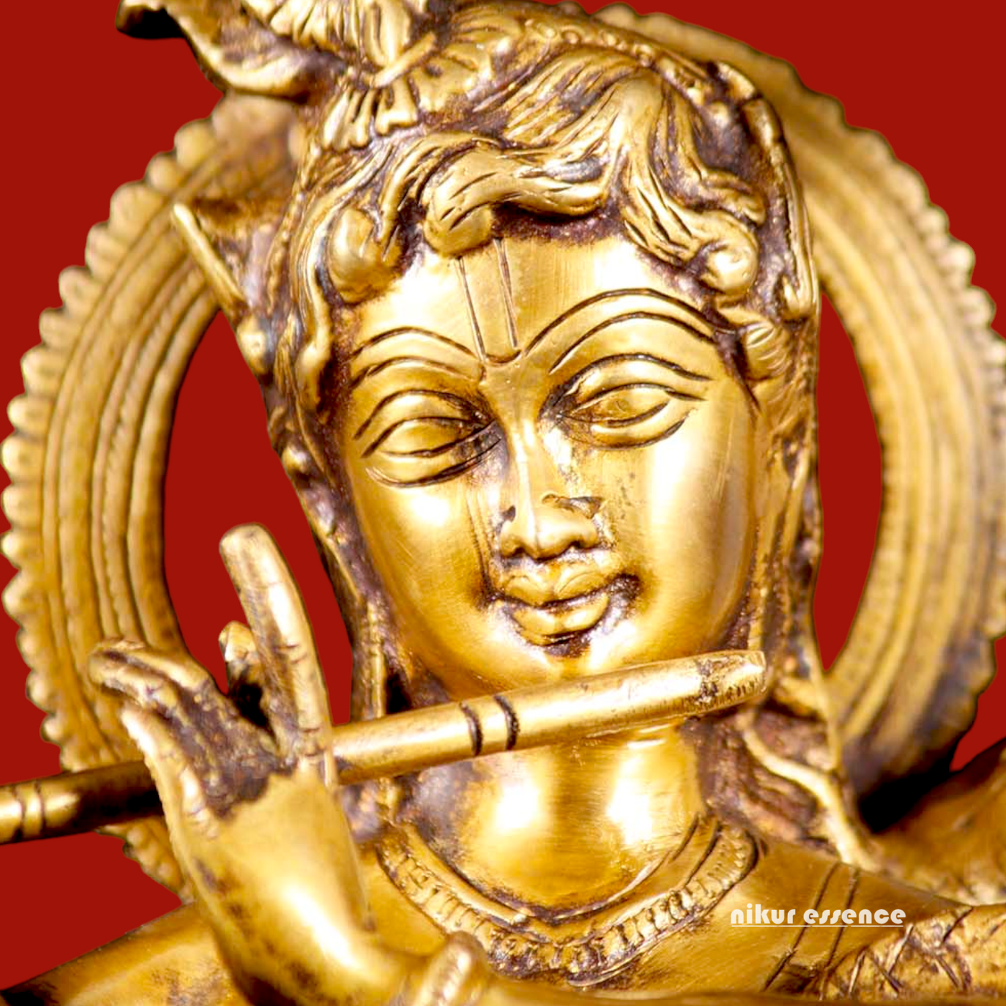 Lord Krishna God with Kaliya Naag Solid Brass idol - 15 inches