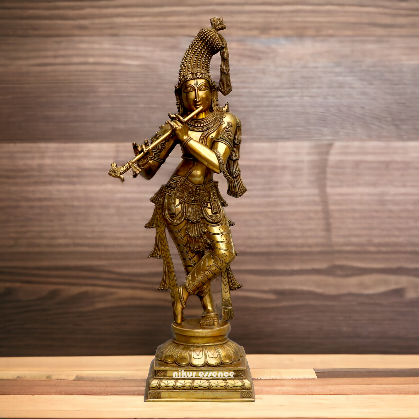 Solid Brass Krishna Standing statue - 36 inches