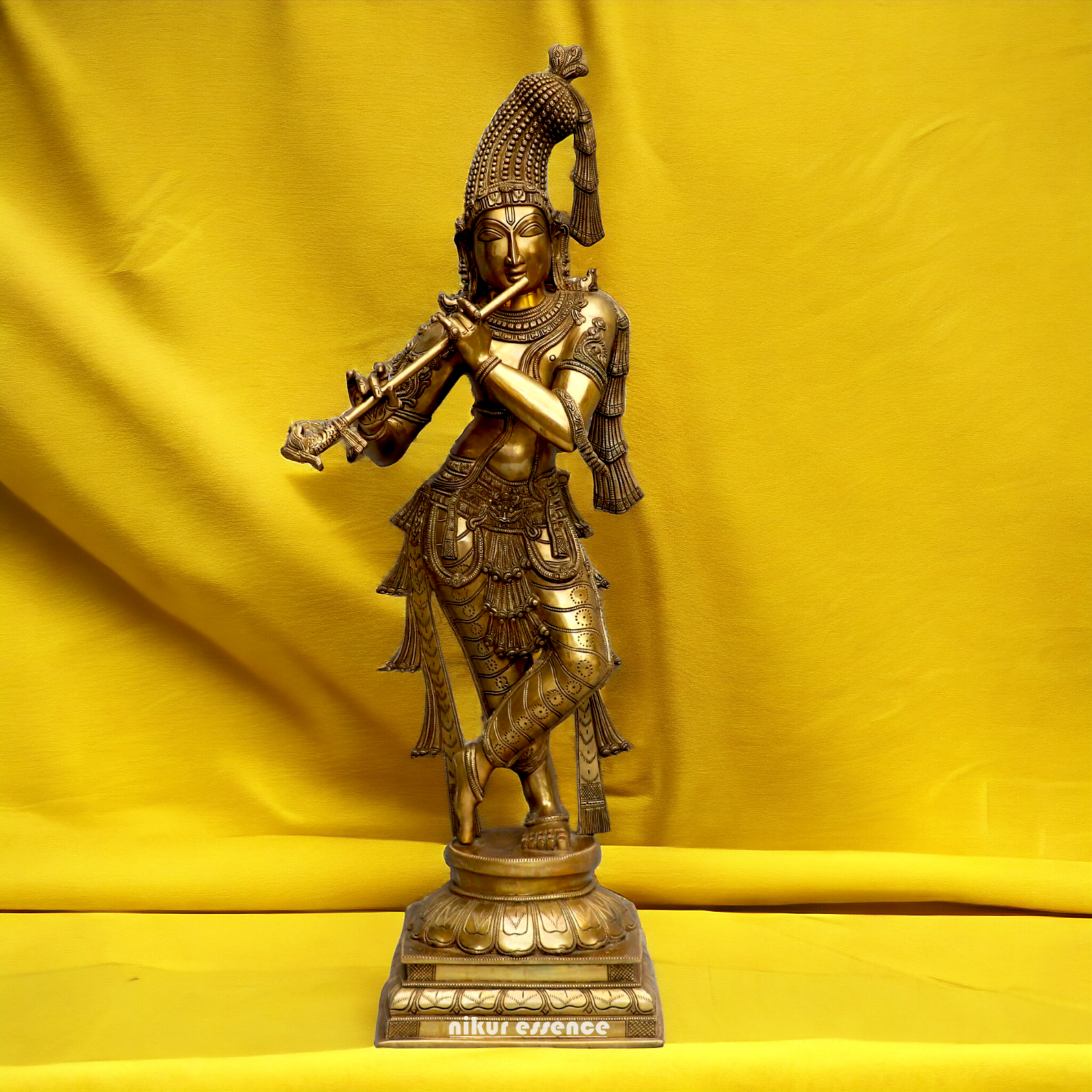 Solid Brass Krishna Standing statue - 36 inches