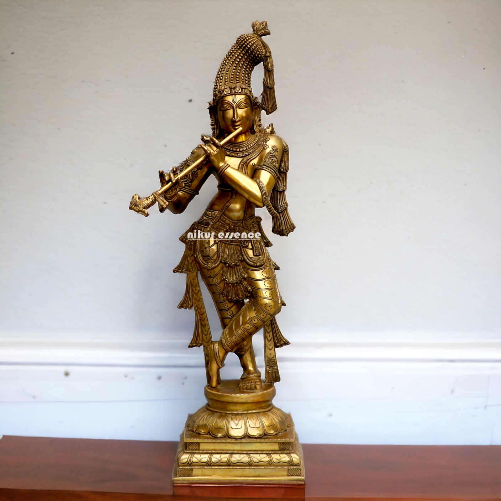 Solid Brass Krishna Standing statue - 36 inches