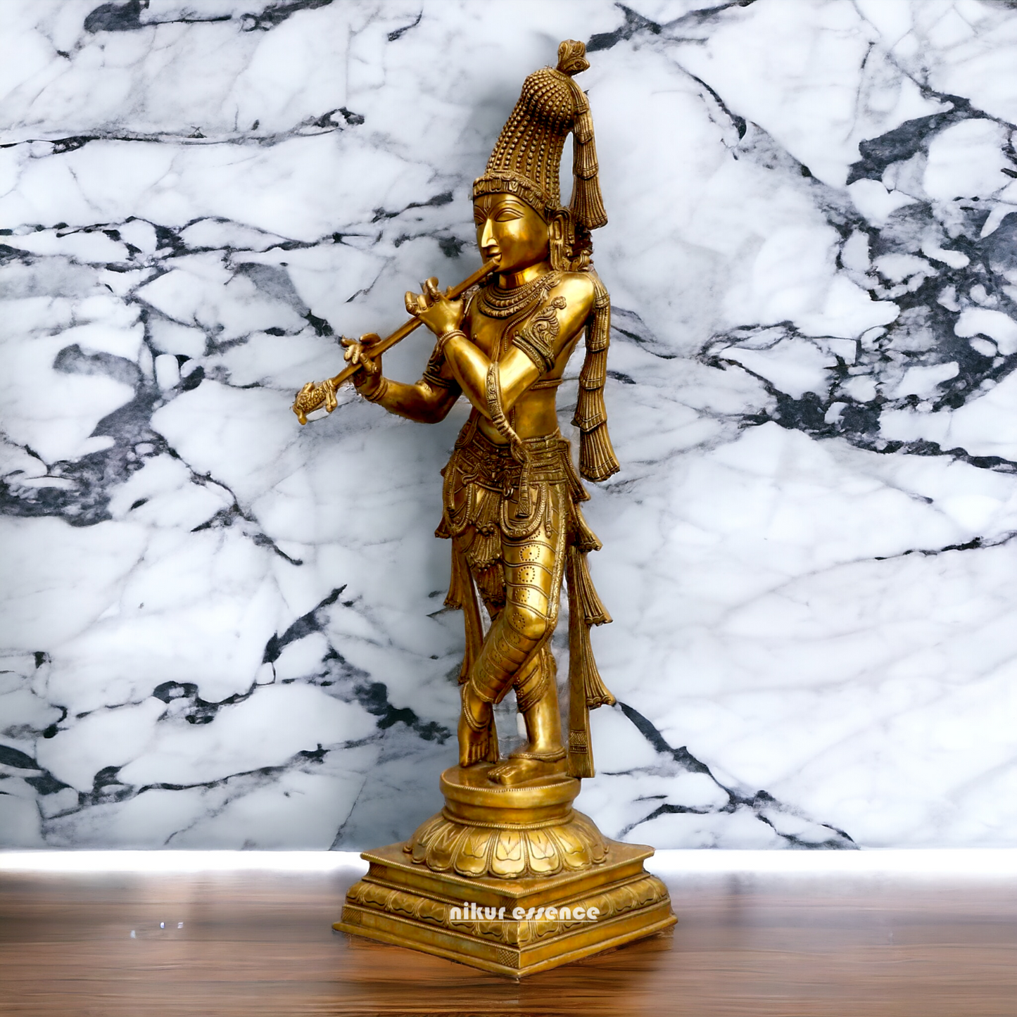 Solid Brass Krishna Standing statue - 36 inches