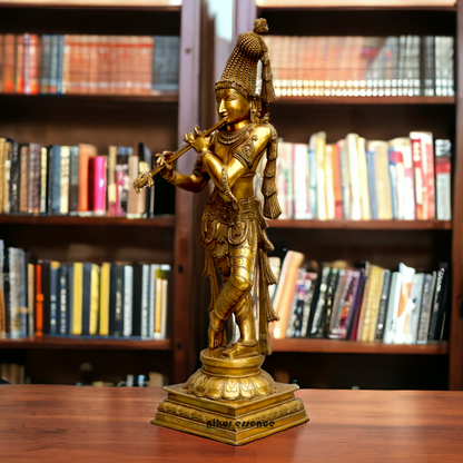 Solid Brass Krishna Standing statue - 36 inches