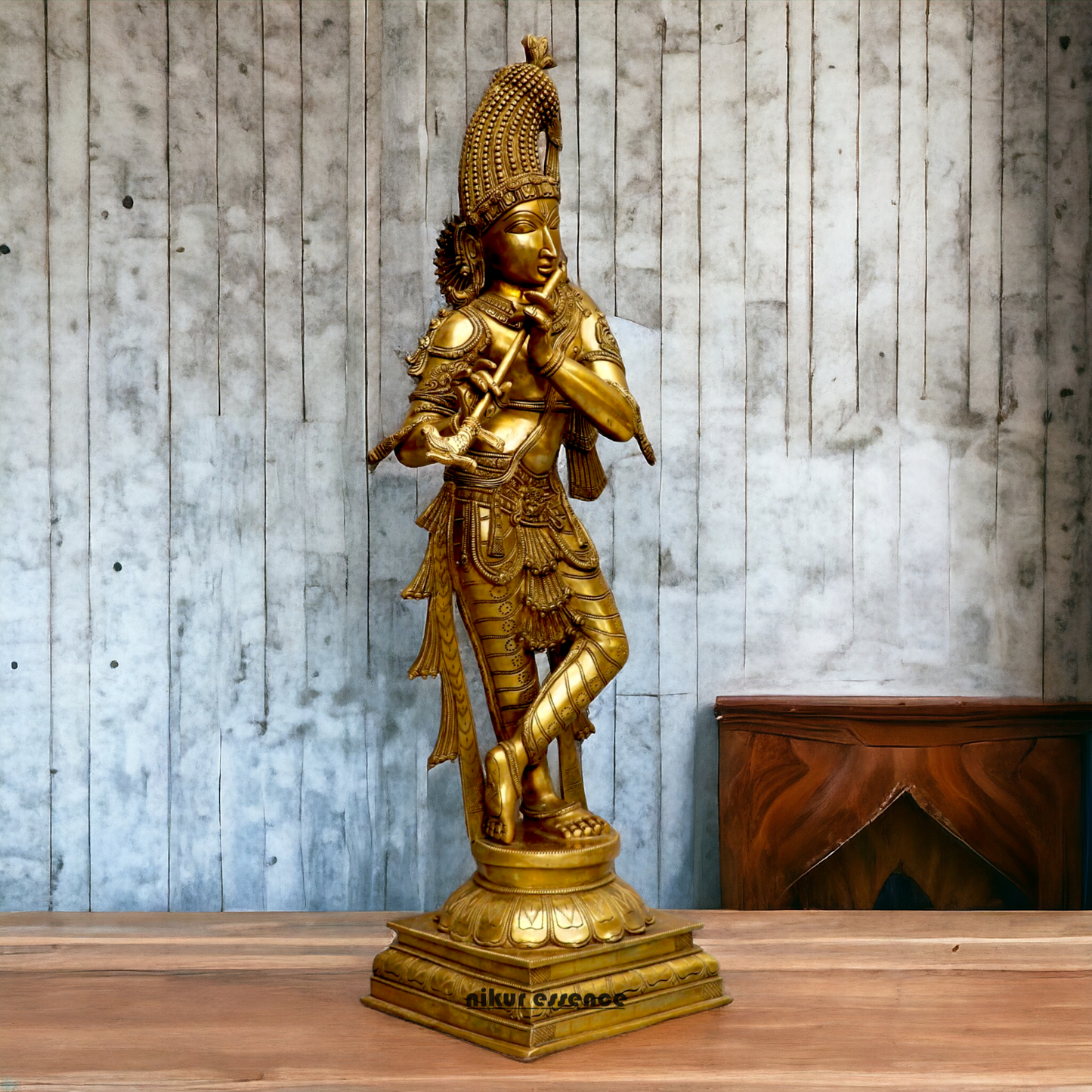 Solid Brass Krishna Standing statue - 36 inches