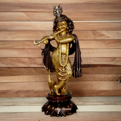 Shop Krishna God Playing Flute Brass idol - 27 inches